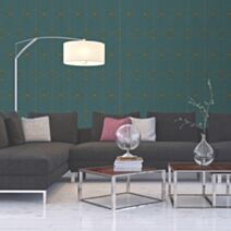 Papier Peint Vinyle Intissé Art Déco 10,05x0,53m Vert/Doré - LUTECE