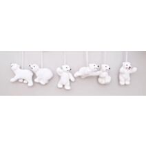 Ourson de Noël à suspendre blanc floque 10cm