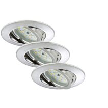 Set 3 spot encast orient. rond led 5w chrome ip23 d82mm