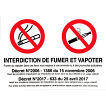 Panneau 275x190mm interdit de fumer - CHAPUIS