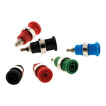 Lot de 6 douilles de securite d4mm fixation par ecrou: 2 rouges + 2 noires + 1 bleue + 1 verte - zenitech