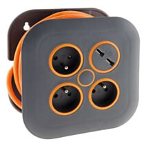 Enrouleur ménager 3 prises 2P+T 16a + coupe-circuit + 2x usb - gris/orange - ZENITECH