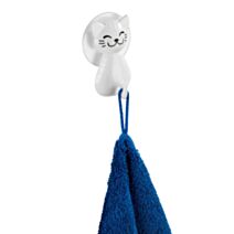 Crochet à ventouse chat blanc