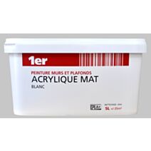 Peinture Murs et Plafonds Blanc Mat 5L - 1ER