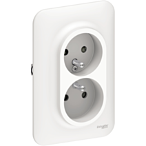 Double prise avec terre verticale Ovalis blanc - SCHNEIDER ELECTRIC