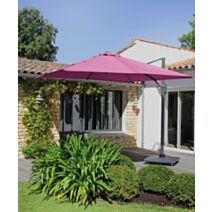 Parasol déporté carré Roma 3x3m Framboise - PROLOISIRS