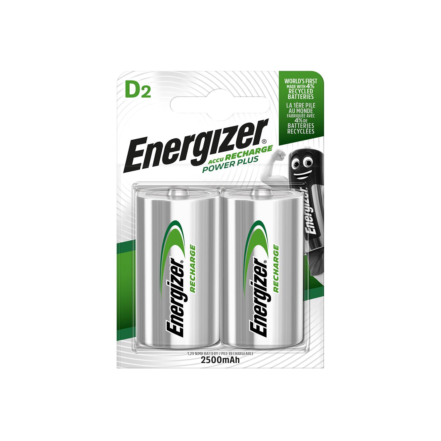 piles d - hr20 rechargeables power plus - 2500mah - ENERGIZER