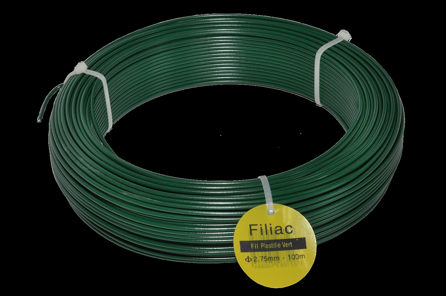 Fil de tension plastifié vert en 100m - diam: 2.75 mm - FILIAC