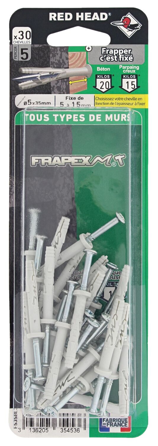 30 Chevilles Frapex M Ø5x35mm - RED HEAD