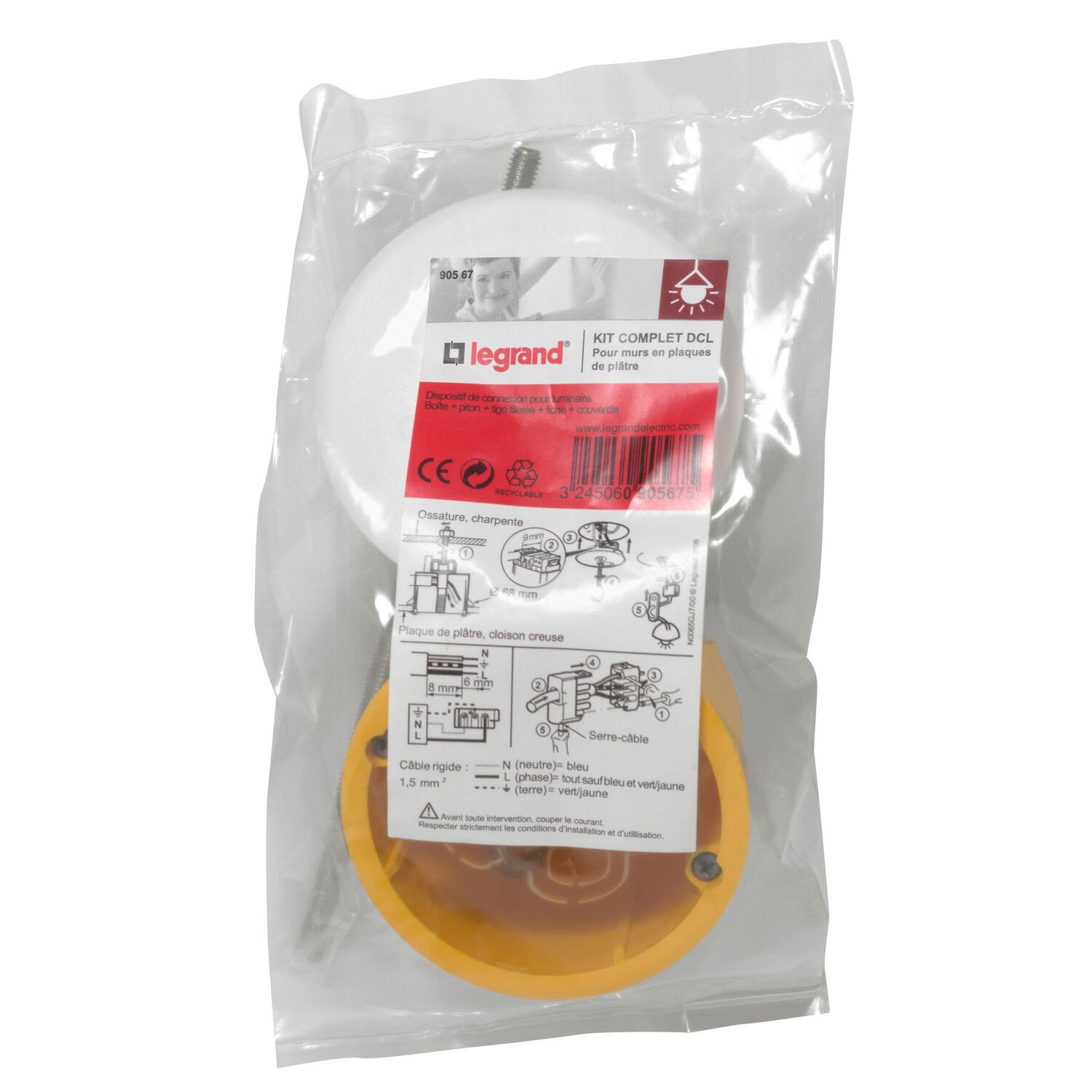 boîte d'encastrement + fiche pour luminaire batibox plaque de plâtre - LEGRAND