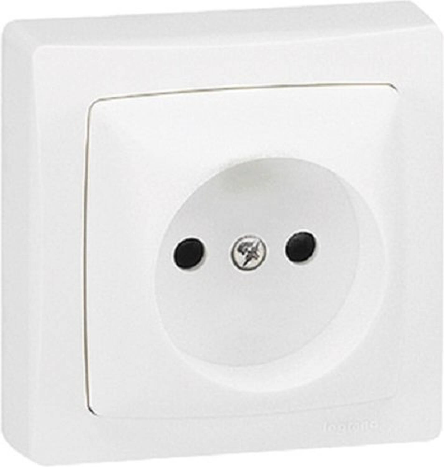 Prise de courant sans terre Appareillage Saillie - bornes à vis - Blanc