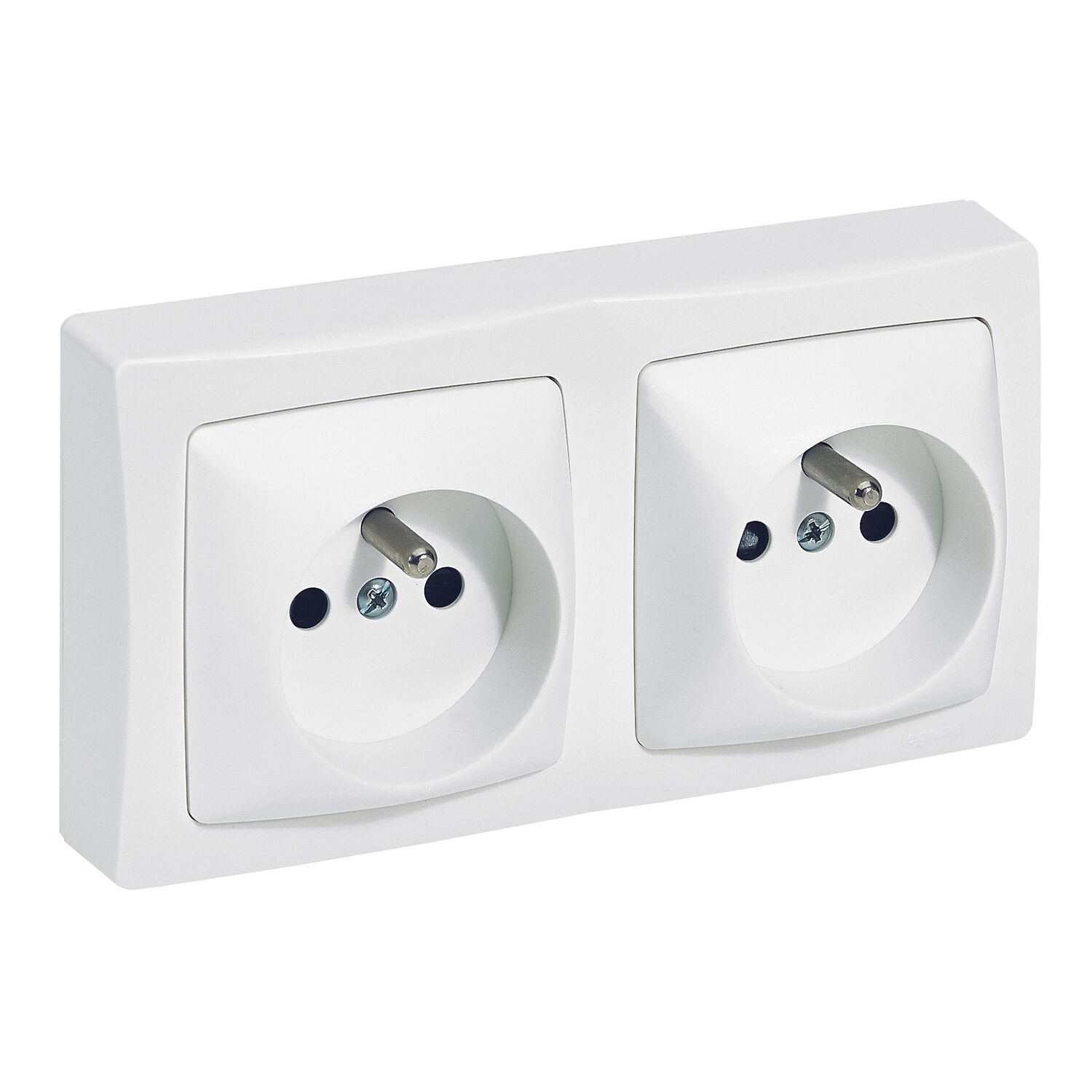 Double prise de courant avec terre Appareillage Saillie horizontal blanc - LEGRAND