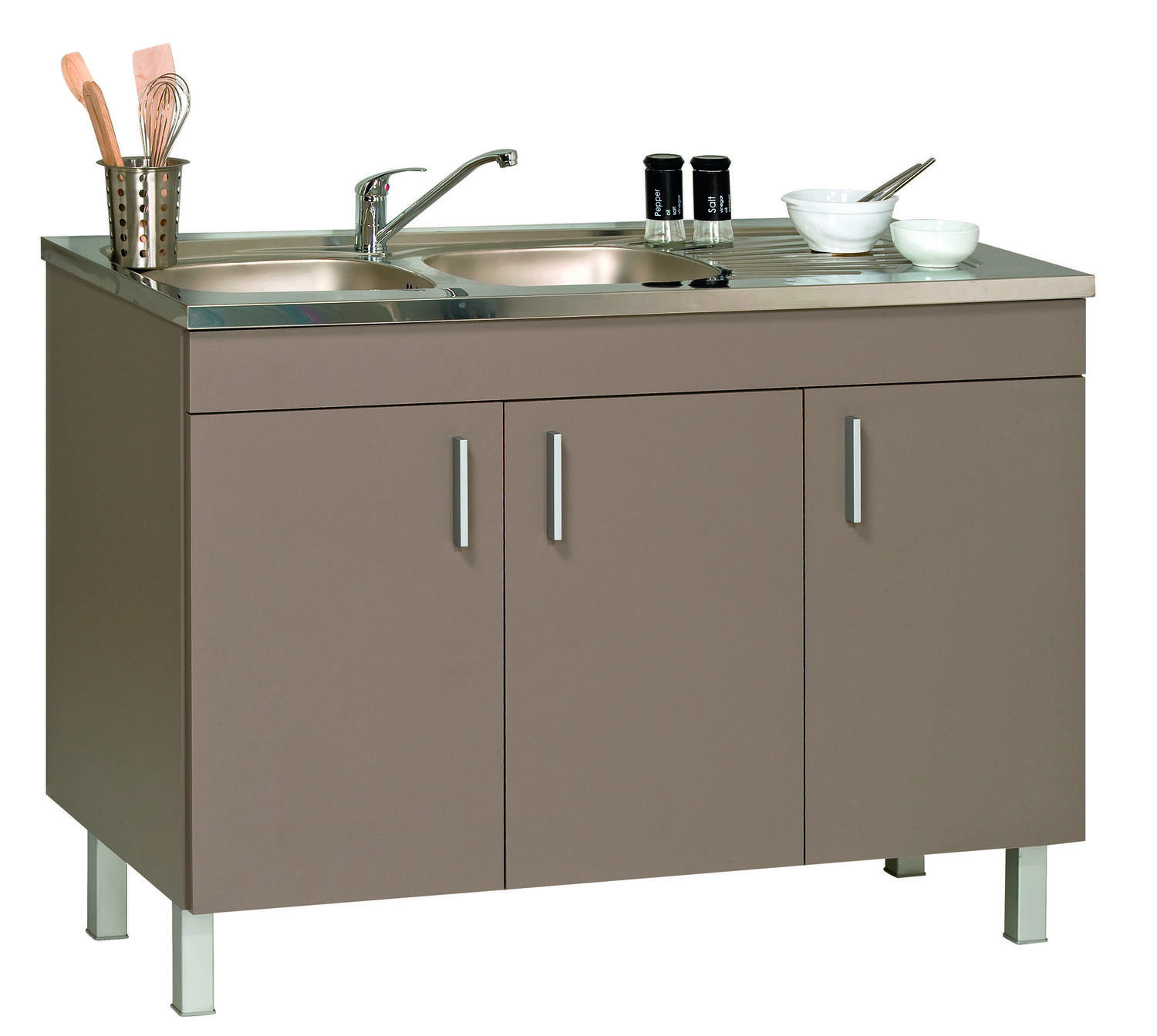 Meuble sous-évier 3 portes Sirius basalte - M KIT