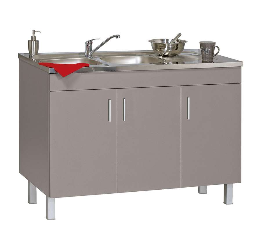 Meuble sous-évier 3 portes Sirius basalte - M KIT