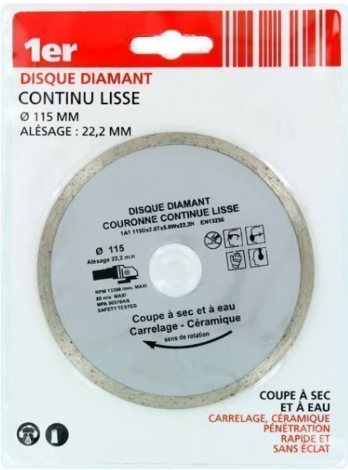 Disque Diamant Matériaux couronne continue lisse Ø115mm - 1ER