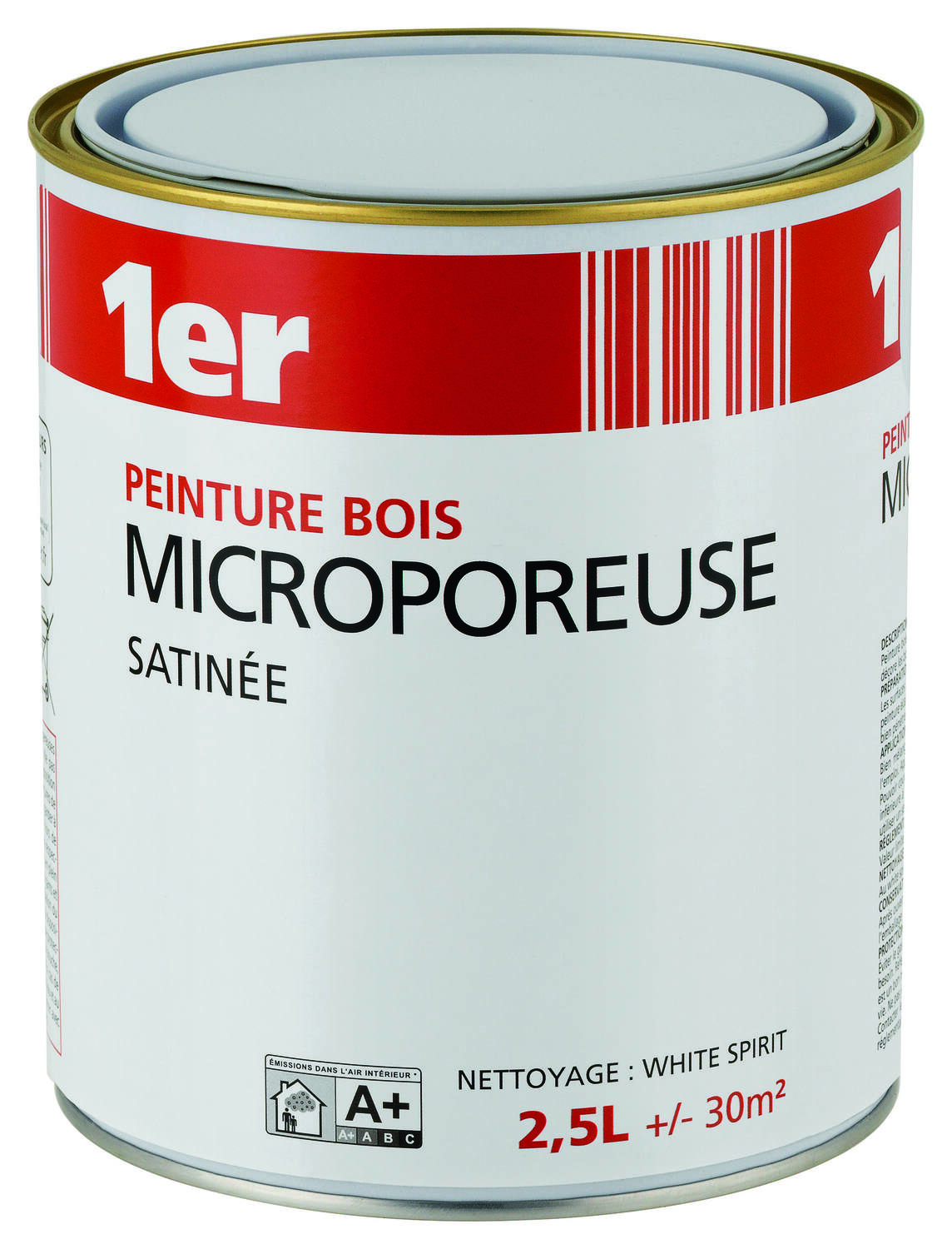 Peinture bois microporeuse blanc satin 2,5 L - 1ER 