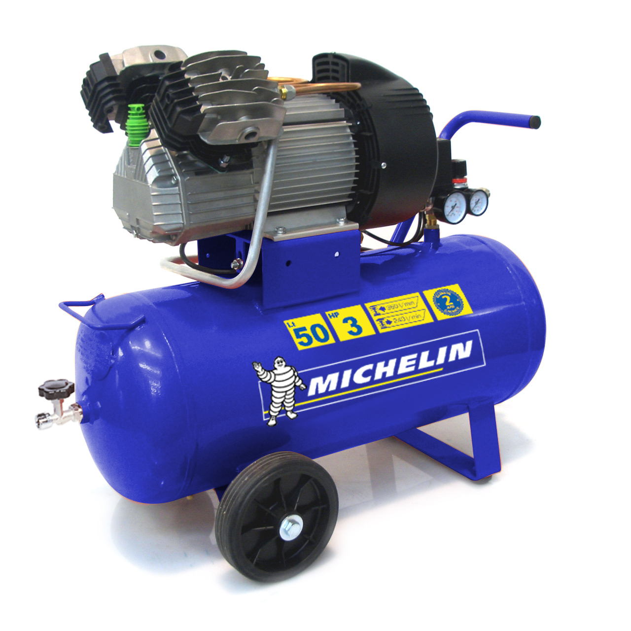 Compresseur 50L horizontal - 3cv - 10 bar - MICHELIN