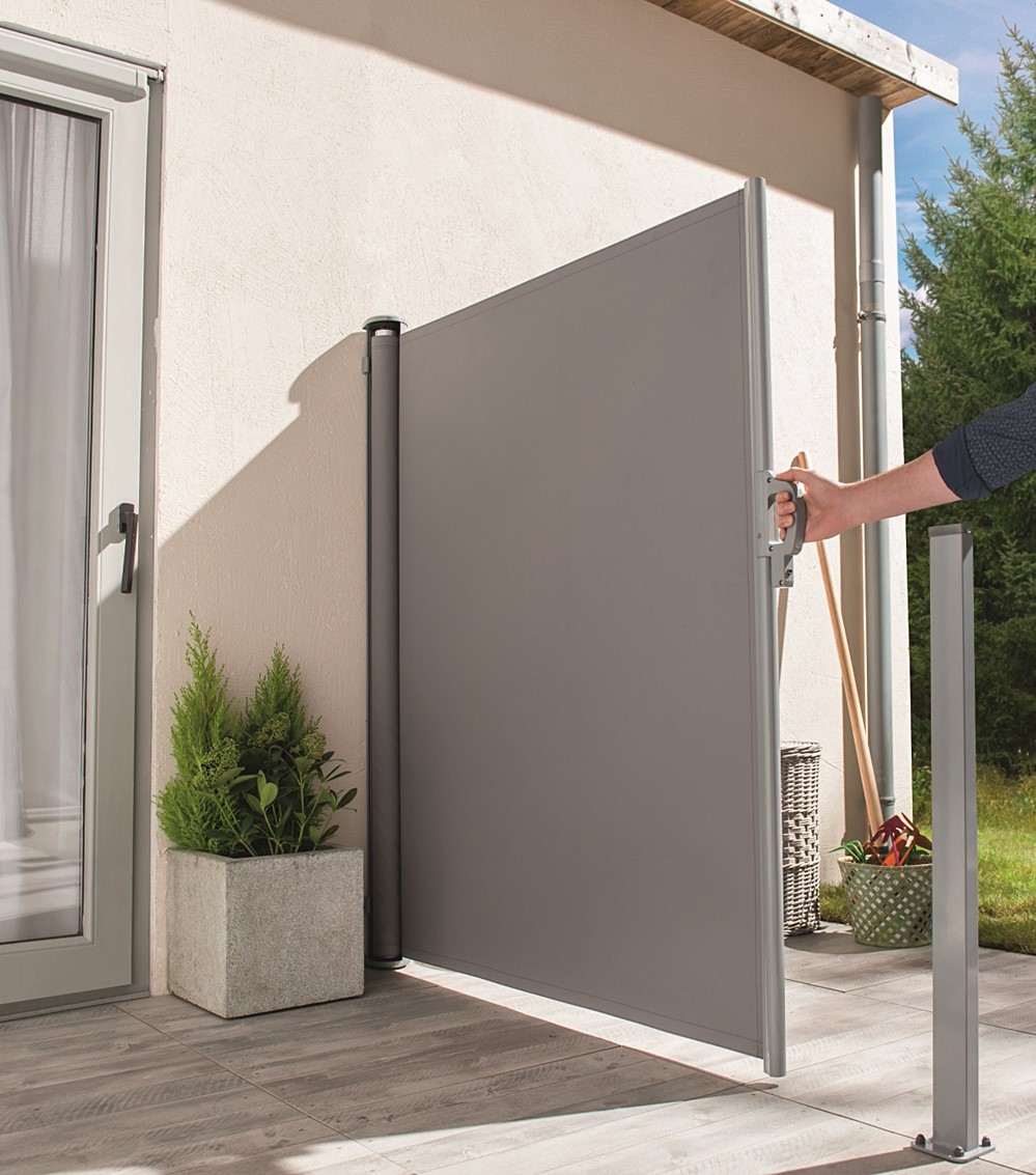 Rideau de terrasse extensible gris fonce 1.60x3m - IDEAL GARDEN