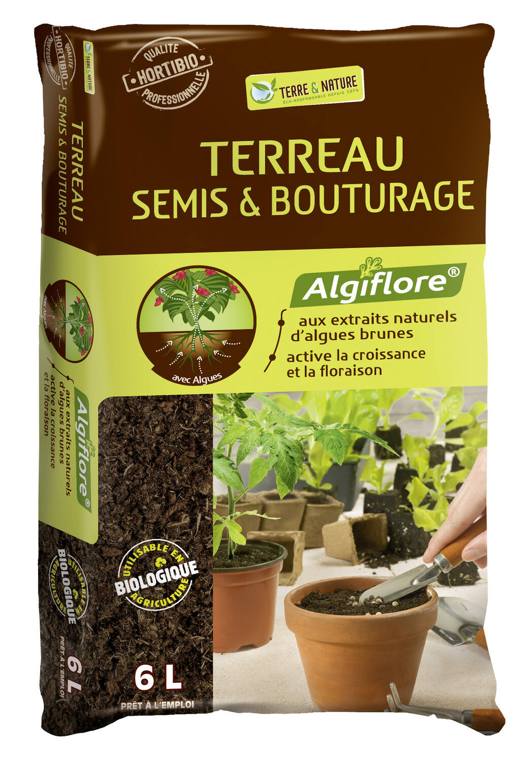 terreau semis et bouturage algiflore 6l - TERRE & NATURE