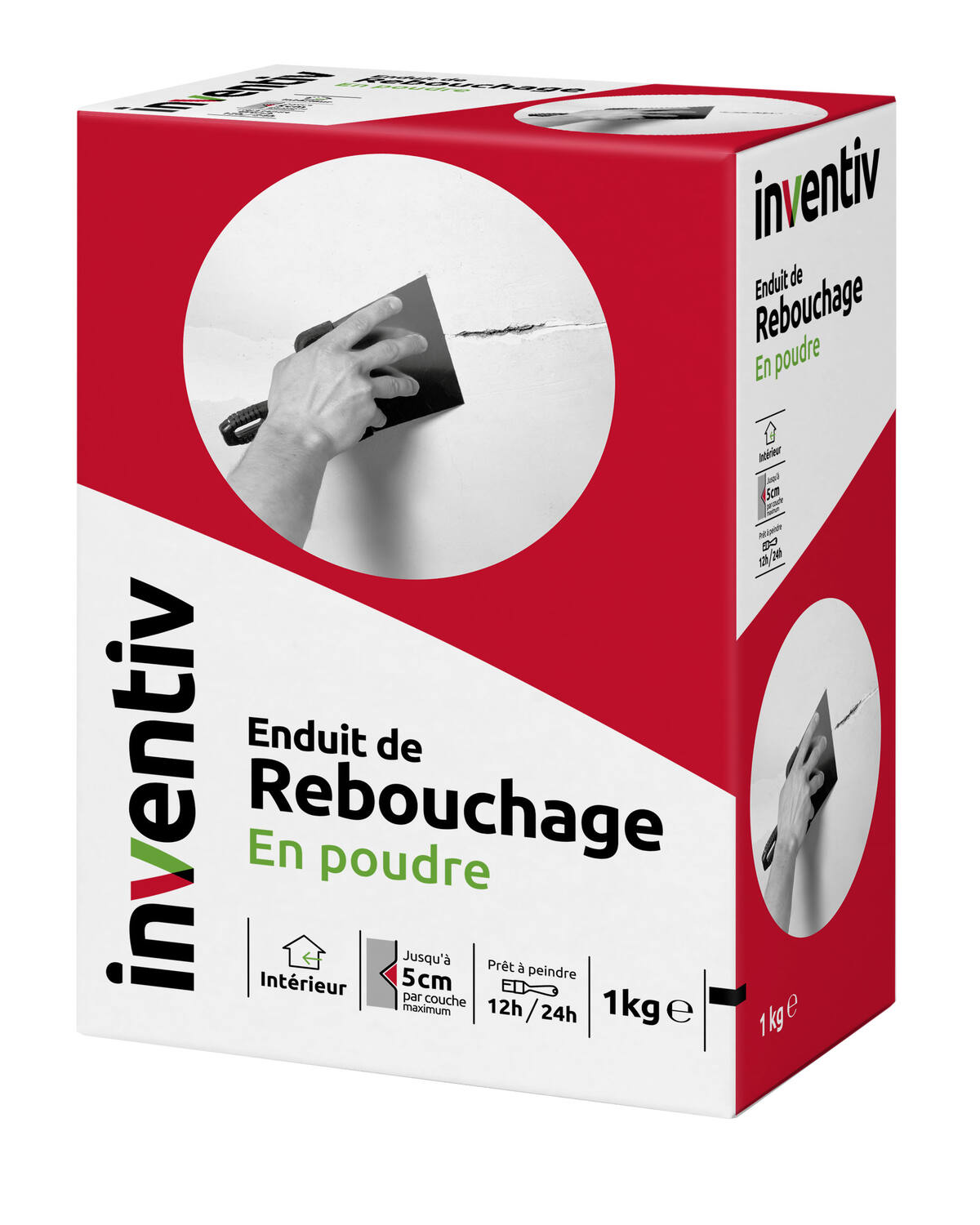 Enduit de rebouchage poudre 1 kg - INVENTIV