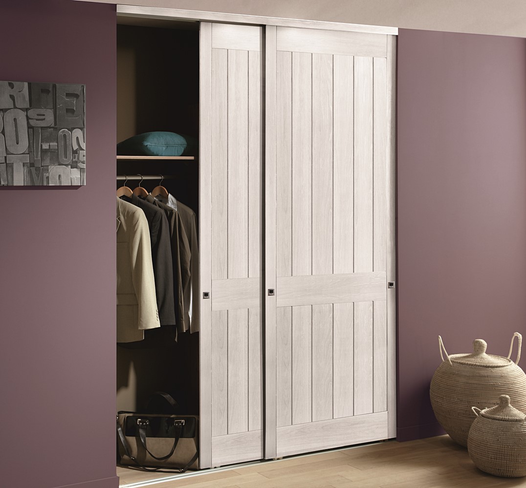 pack porte coulissante milano chene blanc 180m - BOIS CONCEPT DEVELOP