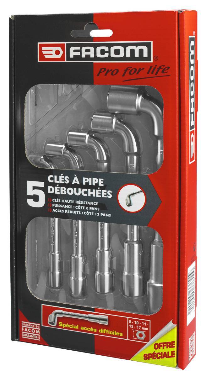 Coffret de 5 clés à pipe - profils 12 pans x 6 pans -  FACOM