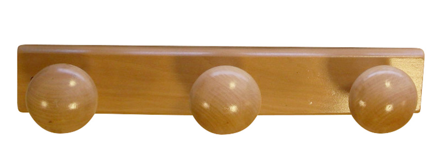 Portemanteau 3 têtes bois fsc naturel verni