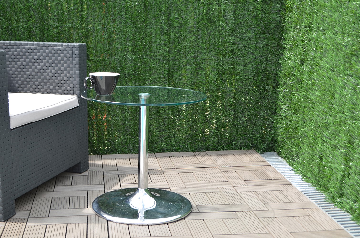 Haie artificielle tricolore 1,5x3m - IDEAL GARDEN