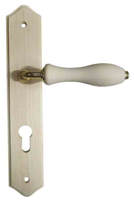 Poignée de porte à cylindre bois brut entraxe 195mm - 1ER