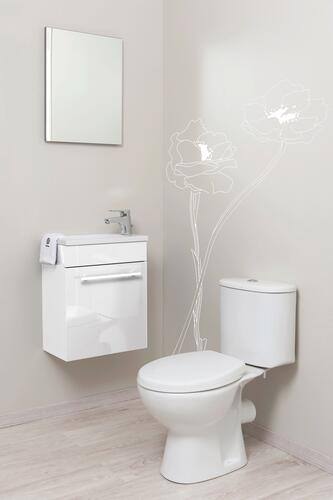 Lave-mains Nino avec Miroir 44cm Blanc Laqué Livré en Kit