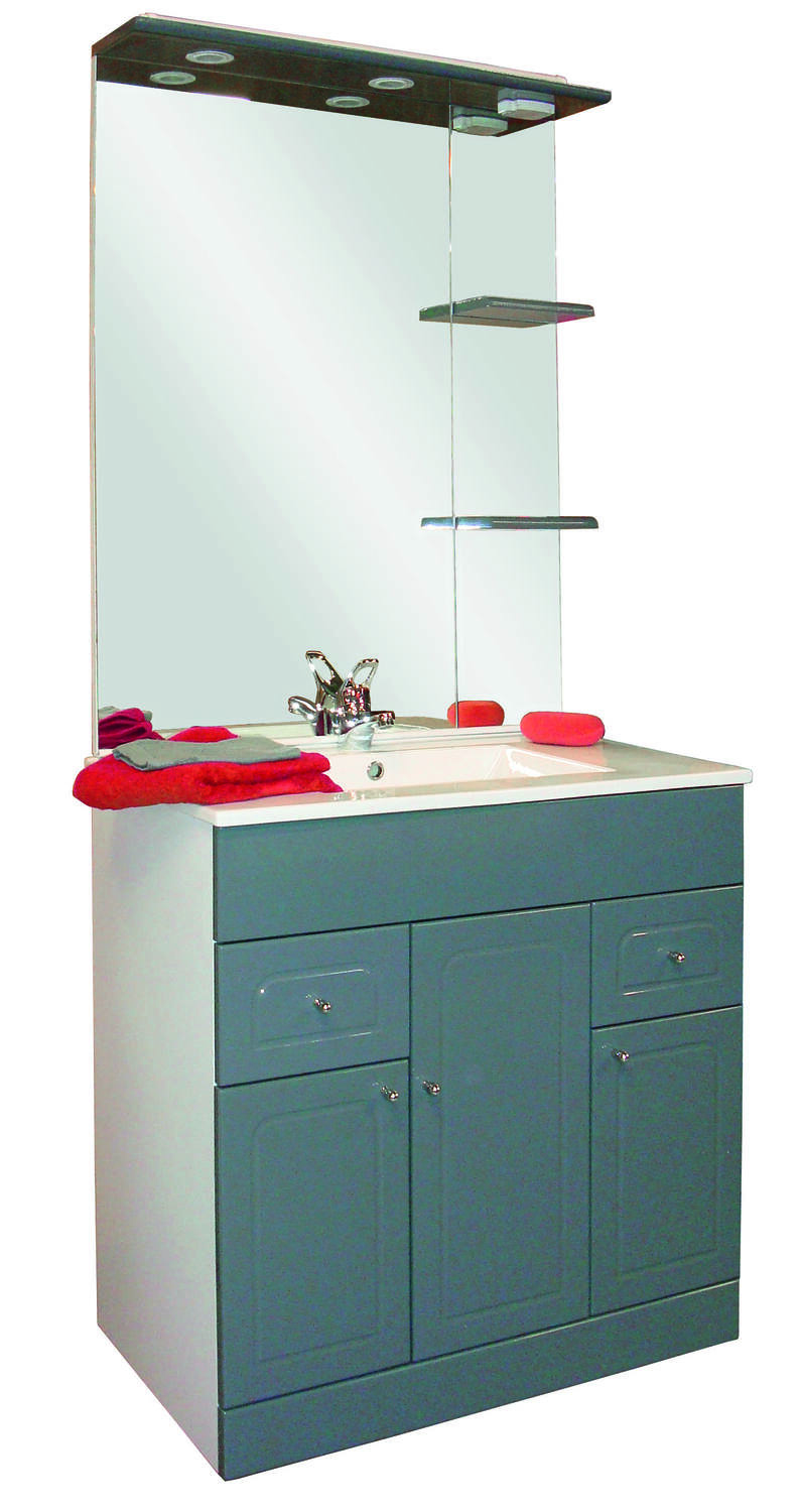 Meuble salle de bain tolède gris 183x80x46,5cm - ONDEE