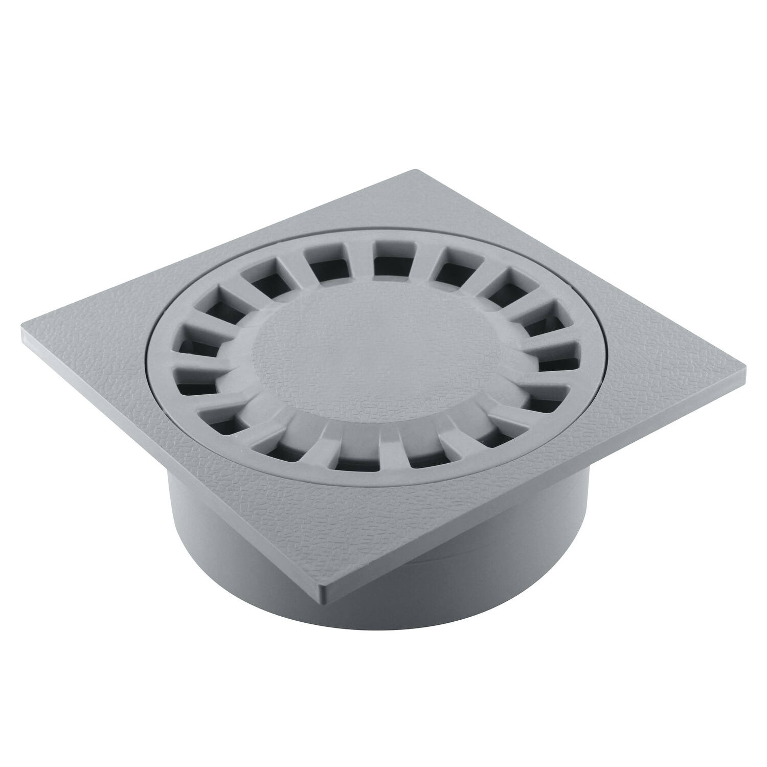 siphon de cour 20 x 20  cm gris sortie intégrée f63 x m80 x f100 en abs - INTERPLAST