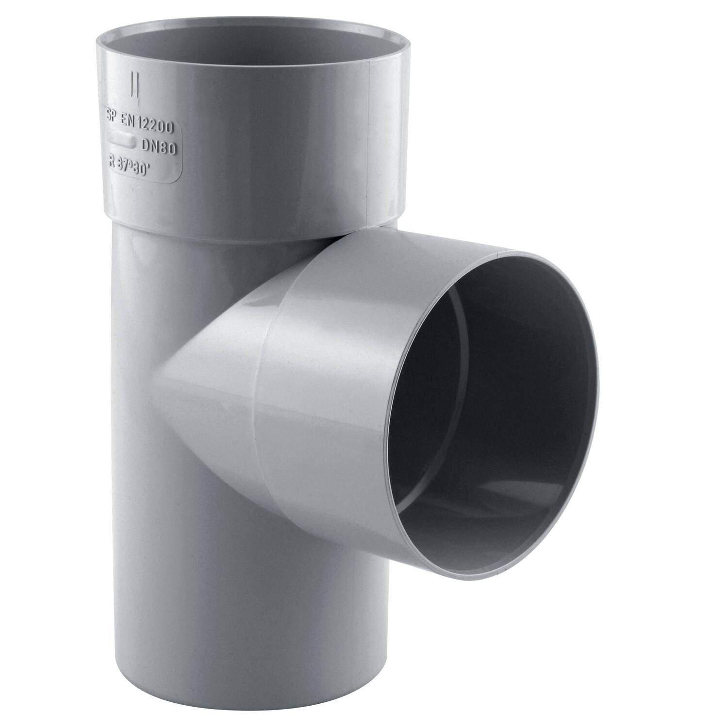 Gouttière PVC 87° mâle femelle Ø80 gris - INTERPLAST