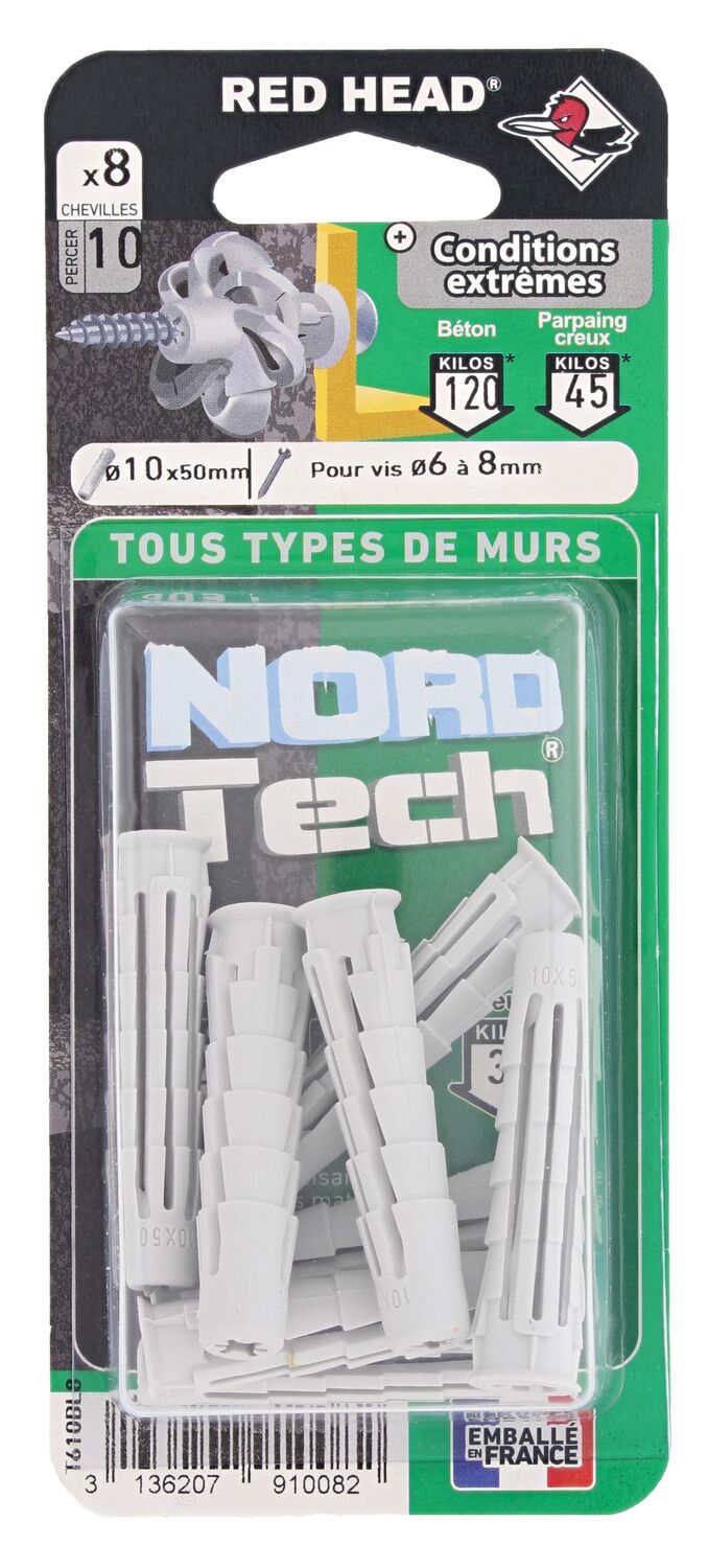 8 Chevilles Nordtech Conditions Extrêmes Ø10x50mm - RED HEAD