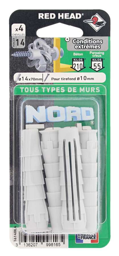 4 Chevilles Nordtech Conditions Extrêmes Ø14x70mm - RED HEAD