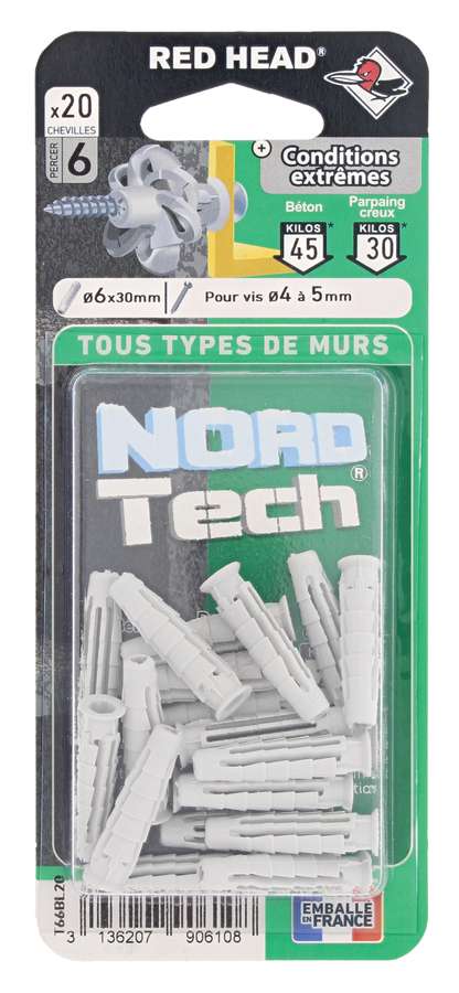 20 Chevilles Nordtech Conditions ExTRême De Ø6x30mm - RED HEAD