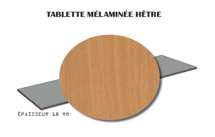 Tablette mélaminée pré-percée hêtre 250 x 50 cm